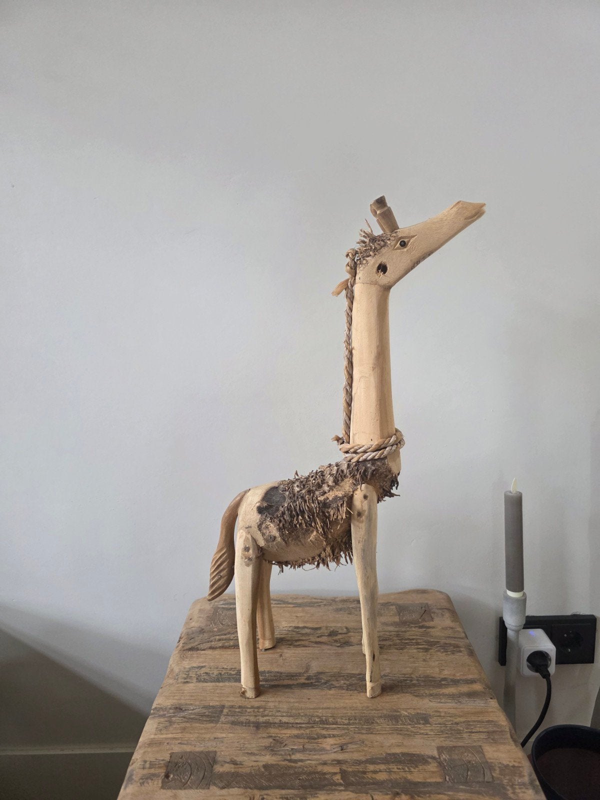 Houten Giraffe Beeld - Handgemaakt Decoratief Kunstwerk, Ophalen, Zo goed als nieuw, Hout