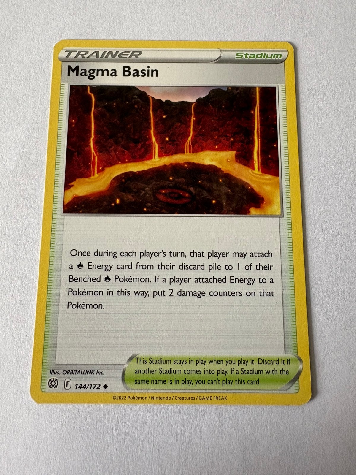 Pokémon kaart TRAINER Stadium Magma Basin, Ophalen of Verzenden, Nieuw, Losse kaart