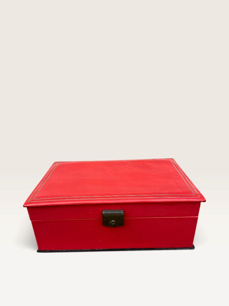 Retro Rood Skai Sieradendoosje, Ophalen of Verzenden, Huis en Inrichting