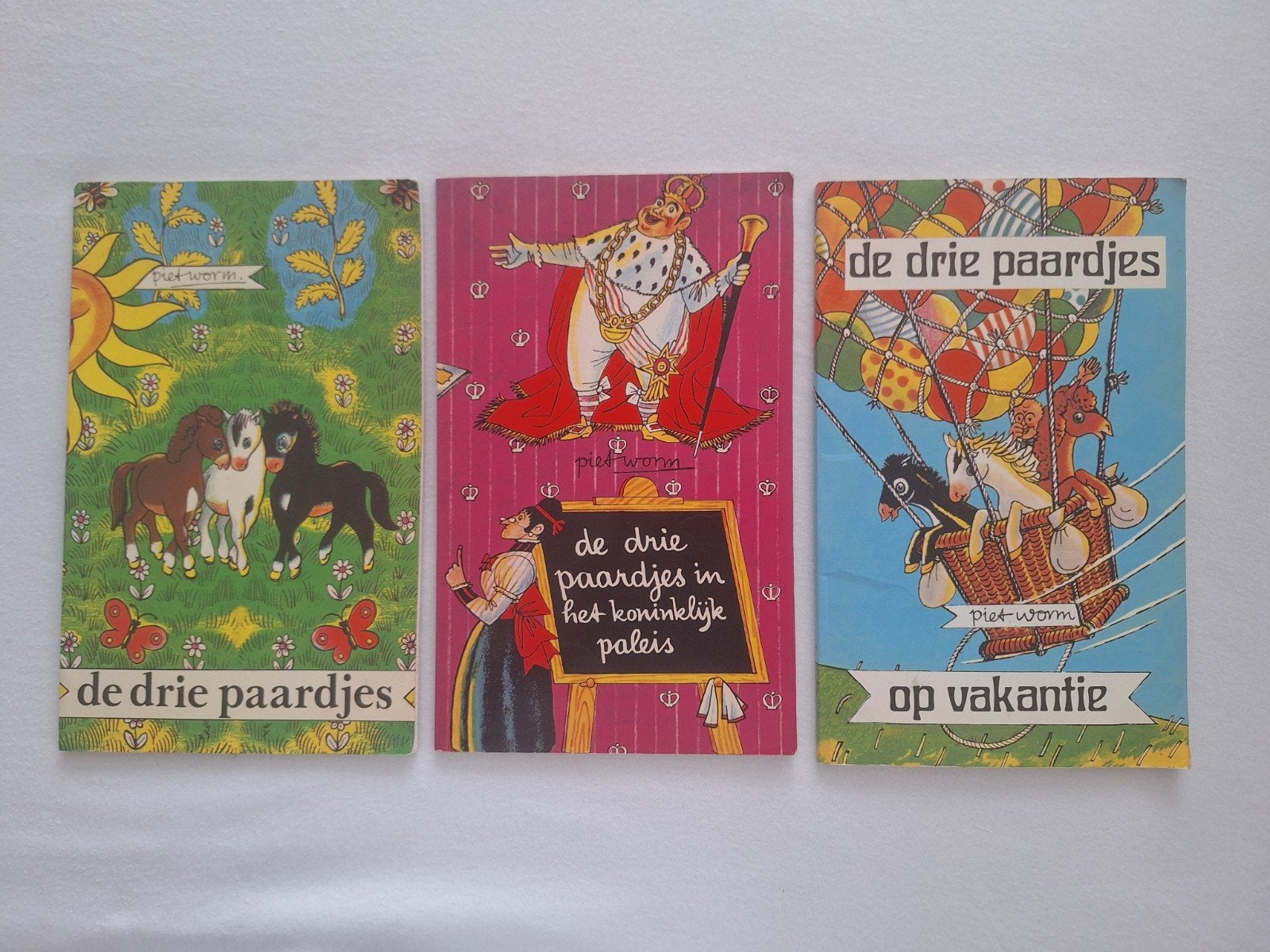 De Drie Paardjes - 3 kinderboeken van Piet Worm, Ophalen of Verzenden, Gelezen, Piet Worm, Sprookjes