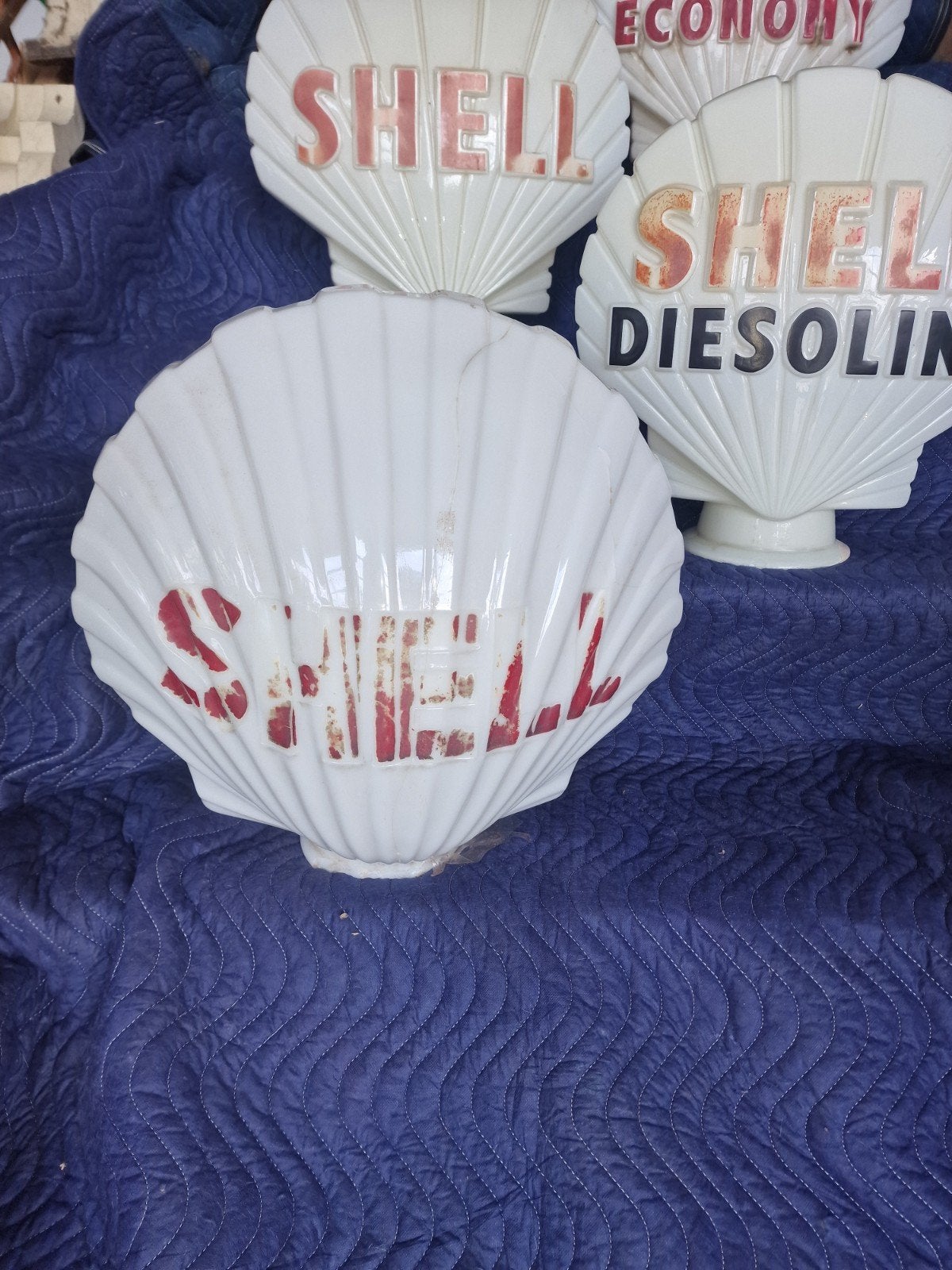 originele oude shell globes uit de 30/50 jaren, Ophalen, Gebruikt, Lichtbak of (neon) lamp
