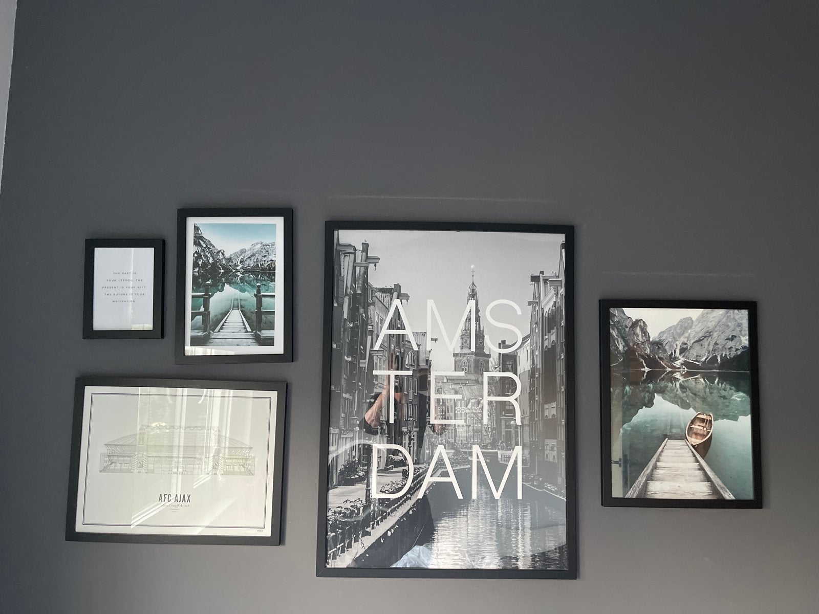 Set van 5 ingelijste prints: Amsterdam, natuur en inspiratie, Huis en Inrichting, Woonaccessoires | Schilderijen, Tekeningen en Foto's