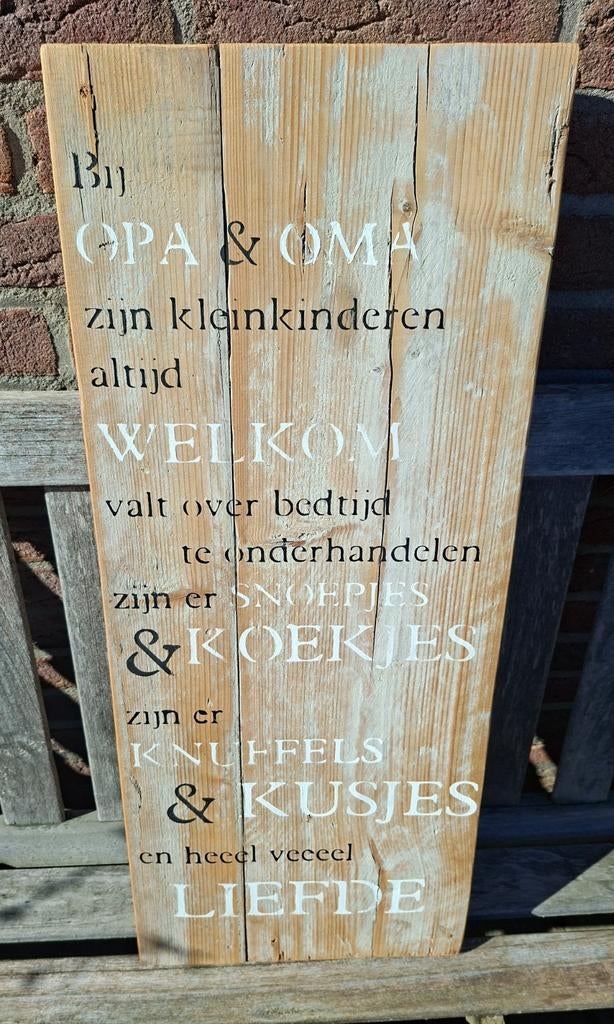 Decoratief, houten paneel 'Bij Opa & Oma', Ophalen of Verzenden, Zo goed als nieuw