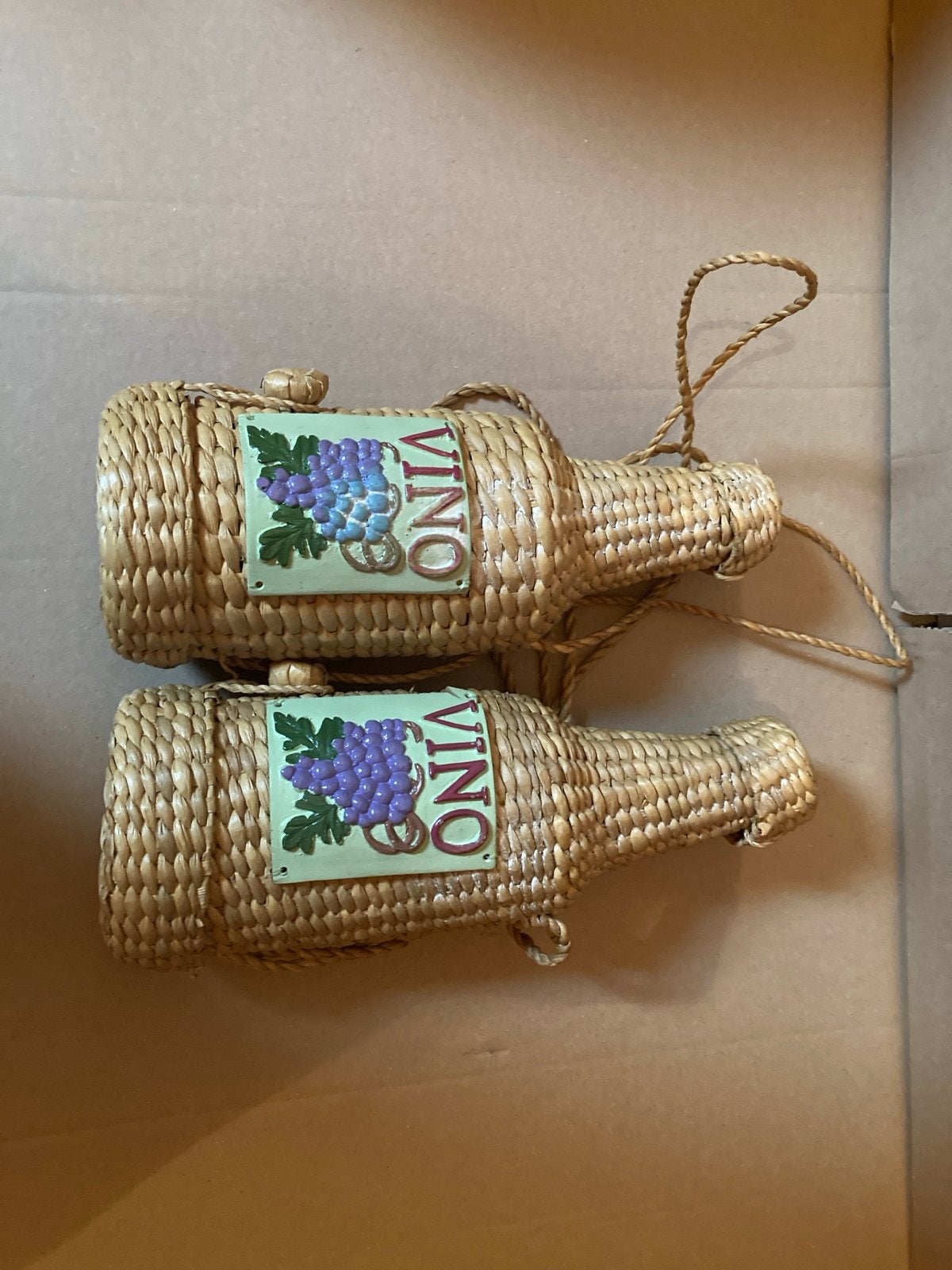 Vintage Rieten Wijnhouders • Set van 2 Zeegras VINO •, Ophalen of Verzenden