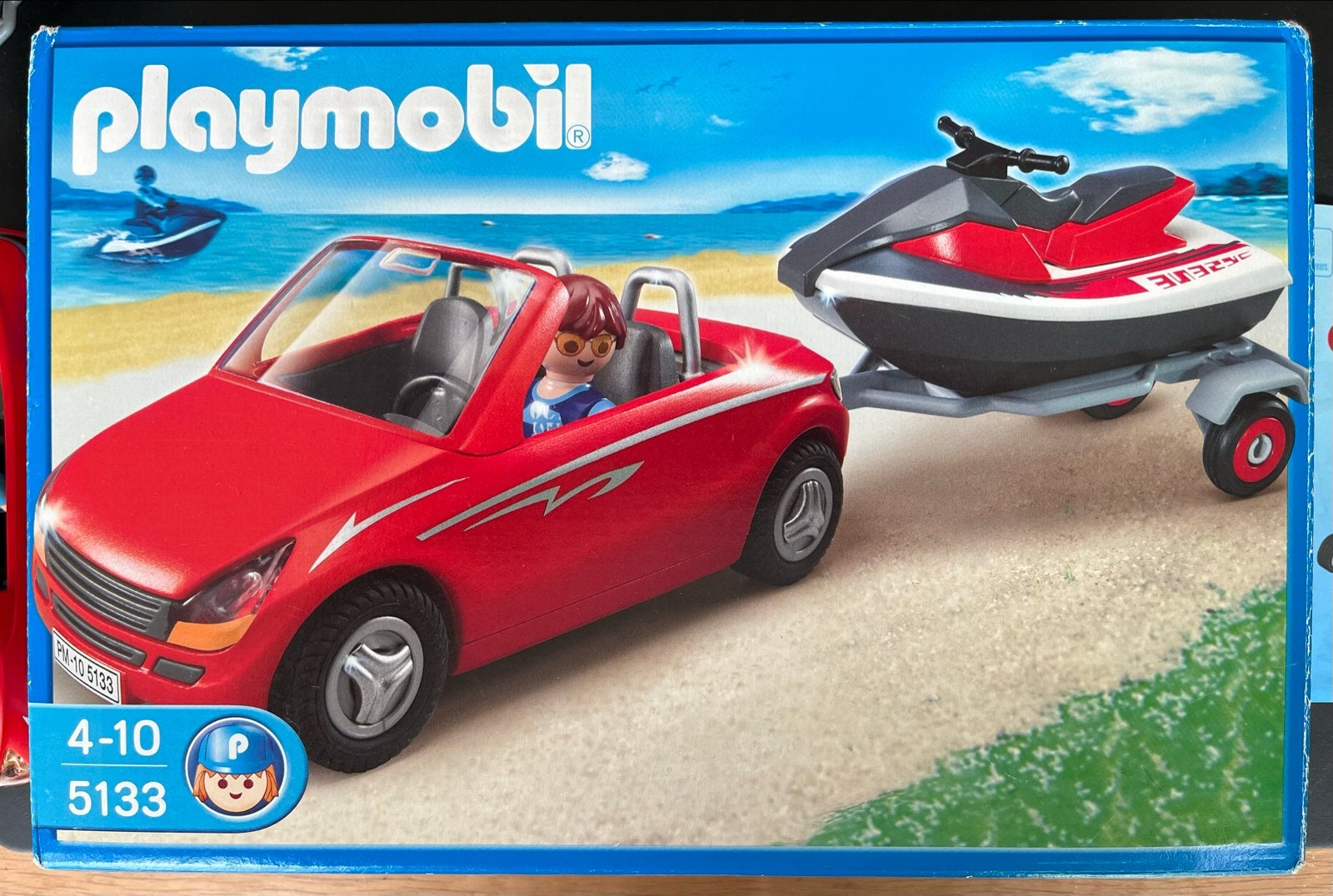 Playmobil 5133 Rode Auto met Jetski en Trailer, Kinderen en Baby's, Speelgoed | Playmobil, Gebruikt, Complete set, Voertuig, Ophalen of Verzenden