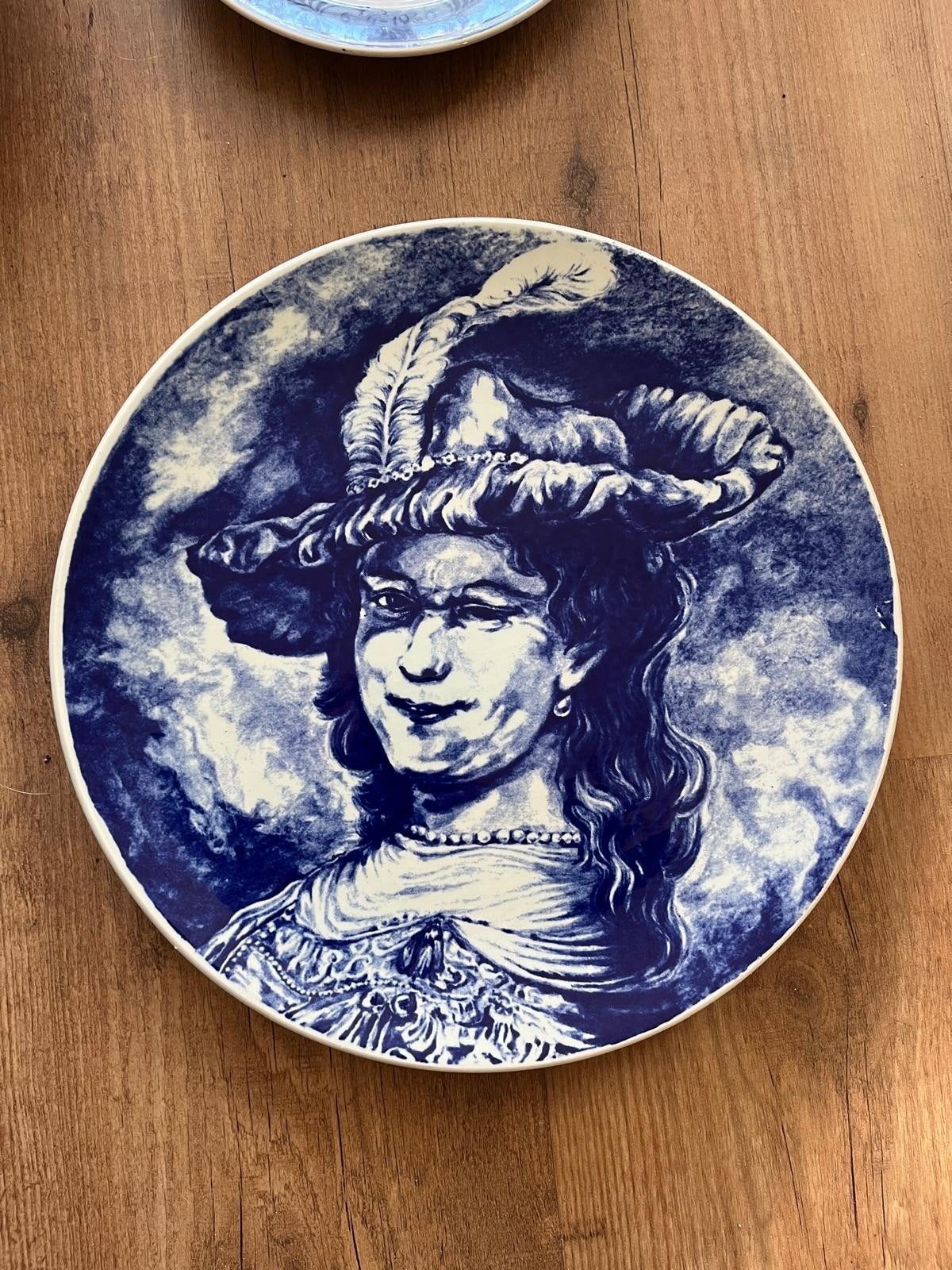 Delftsblauw sierbord met portret, onbeschadigd, Antiek en Kunst, Ophalen of Verzenden
