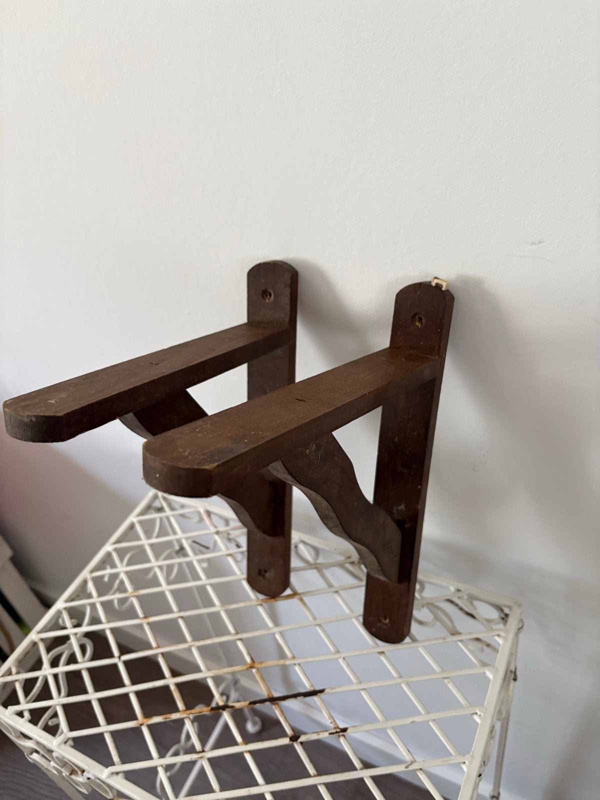Vintage houten plankdragers - Set van 2, Ophalen of Verzenden, Gebruikt