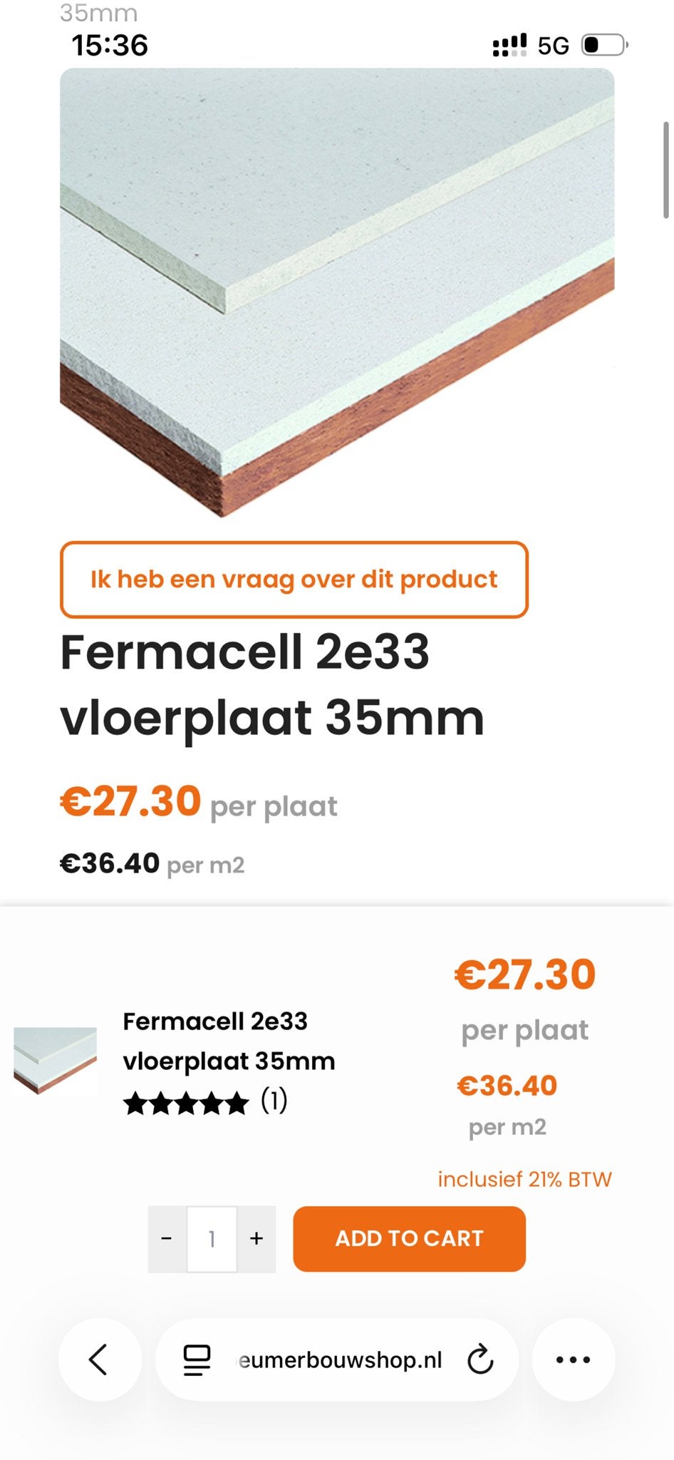 8 stuks Fermacell 2e33 vloerplaat 35mm, Ophalen, Overige materialen, 30 cm of meer, Overige typen