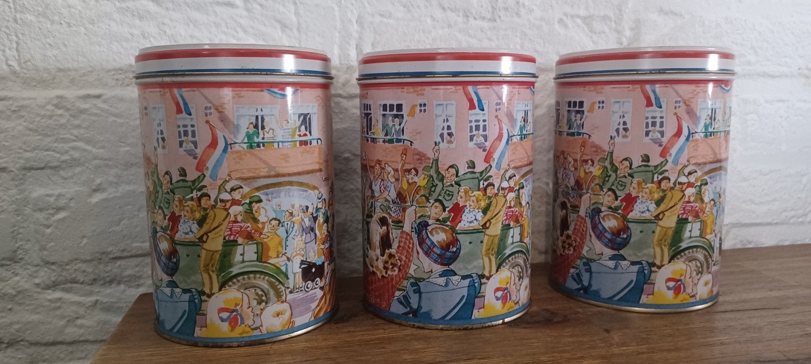 Gerda van Gijzel 50 Jaar Bevrijding Blikken Set (3 stuks), Ophalen of Verzenden, Gebruikt