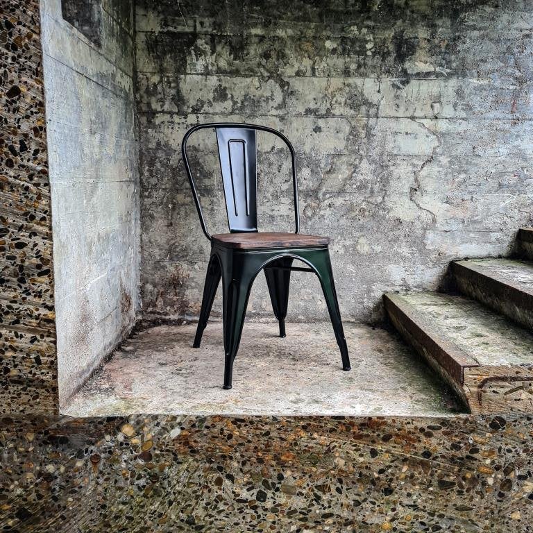 Lix Xavier Pauchard metalen horeca stoelen met hout 833, Bruin, Nieuw, Ophalen of Verzenden, Vijf, Zes of meer stoelen