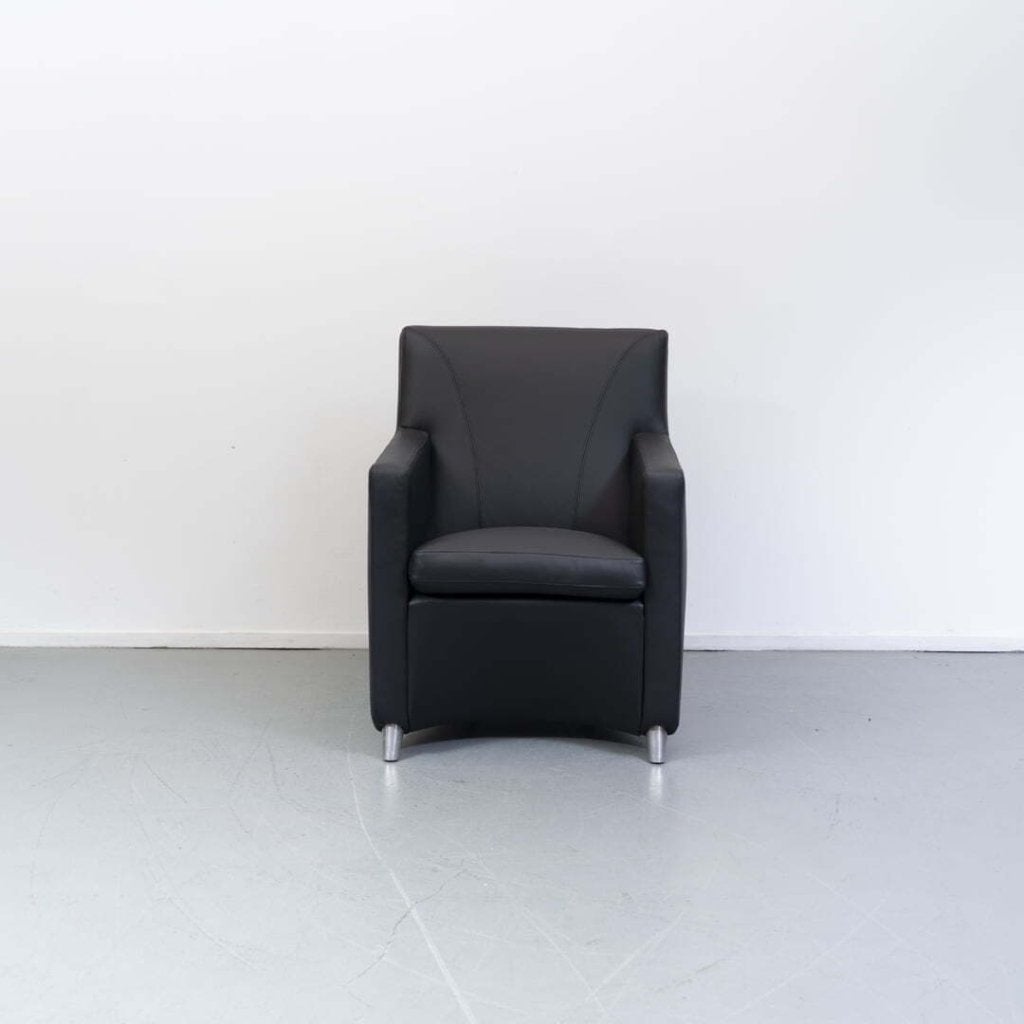 Leolux Dolcinea Fauteuil Zwart Leer, Huis en Inrichting, Fauteuils, Niet ingevuld, Zo goed als nieuw, Niet ingevuld, Niet ingevuld