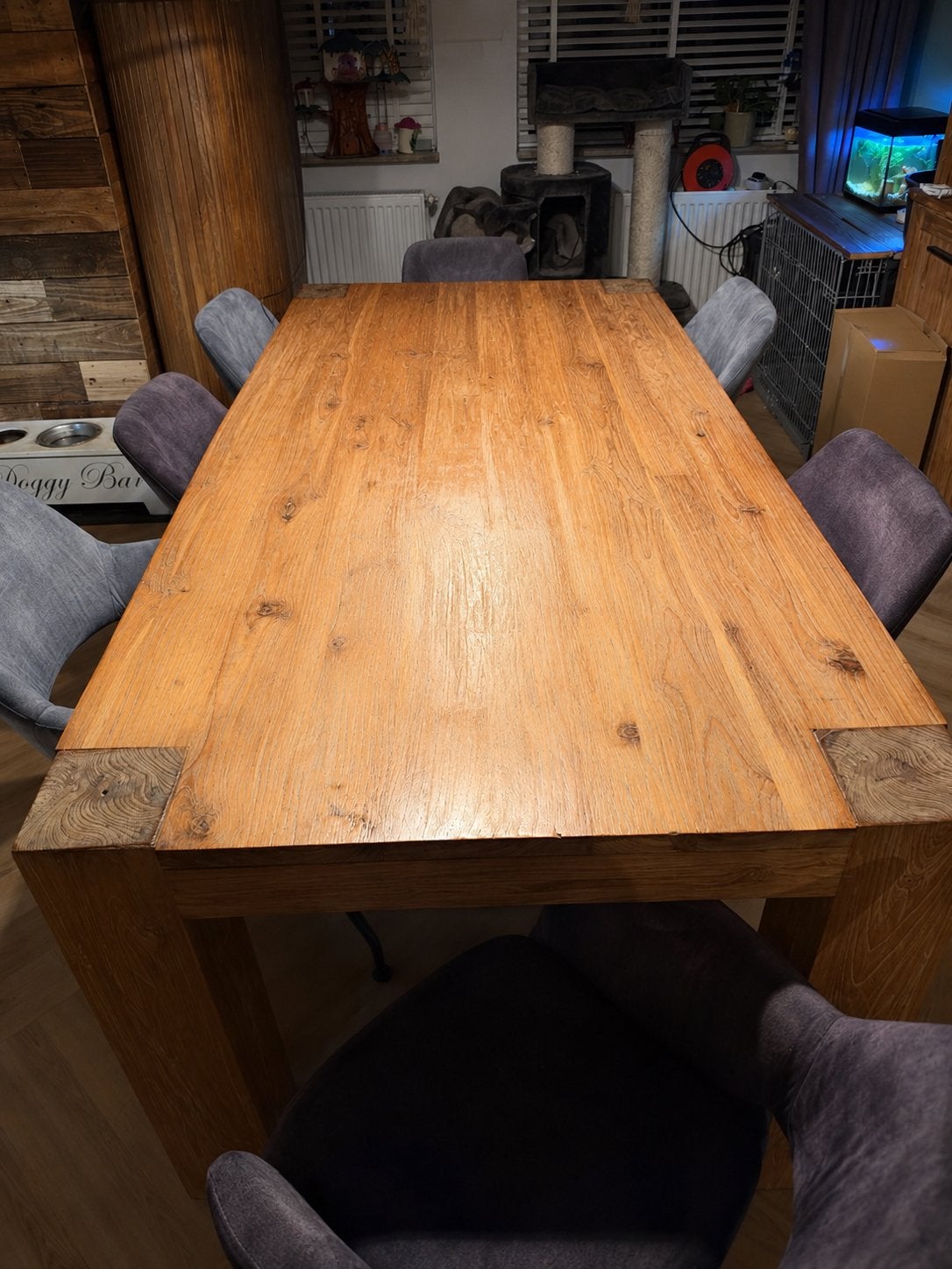 Teakhouten eettafel - 220x100x80 cm, Ophalen, Gebruikt, 100 tot 150 cm, Teakhout