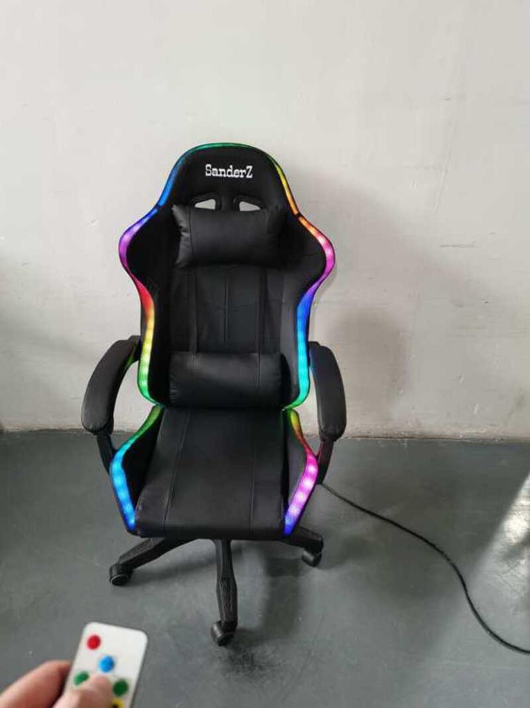 Gamestoel black with LED RGB SanderZ, 2025, Niet ingevuld, Niet ingevuld, OEM, SSD