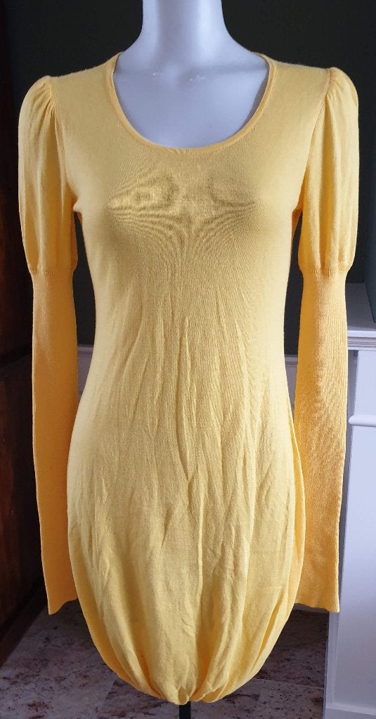 Sibin Linnebjerg mooie gele trui jurk XS 34, Kleding | Dames, Verzenden, Geel, Zo goed als nieuw, Knielengte