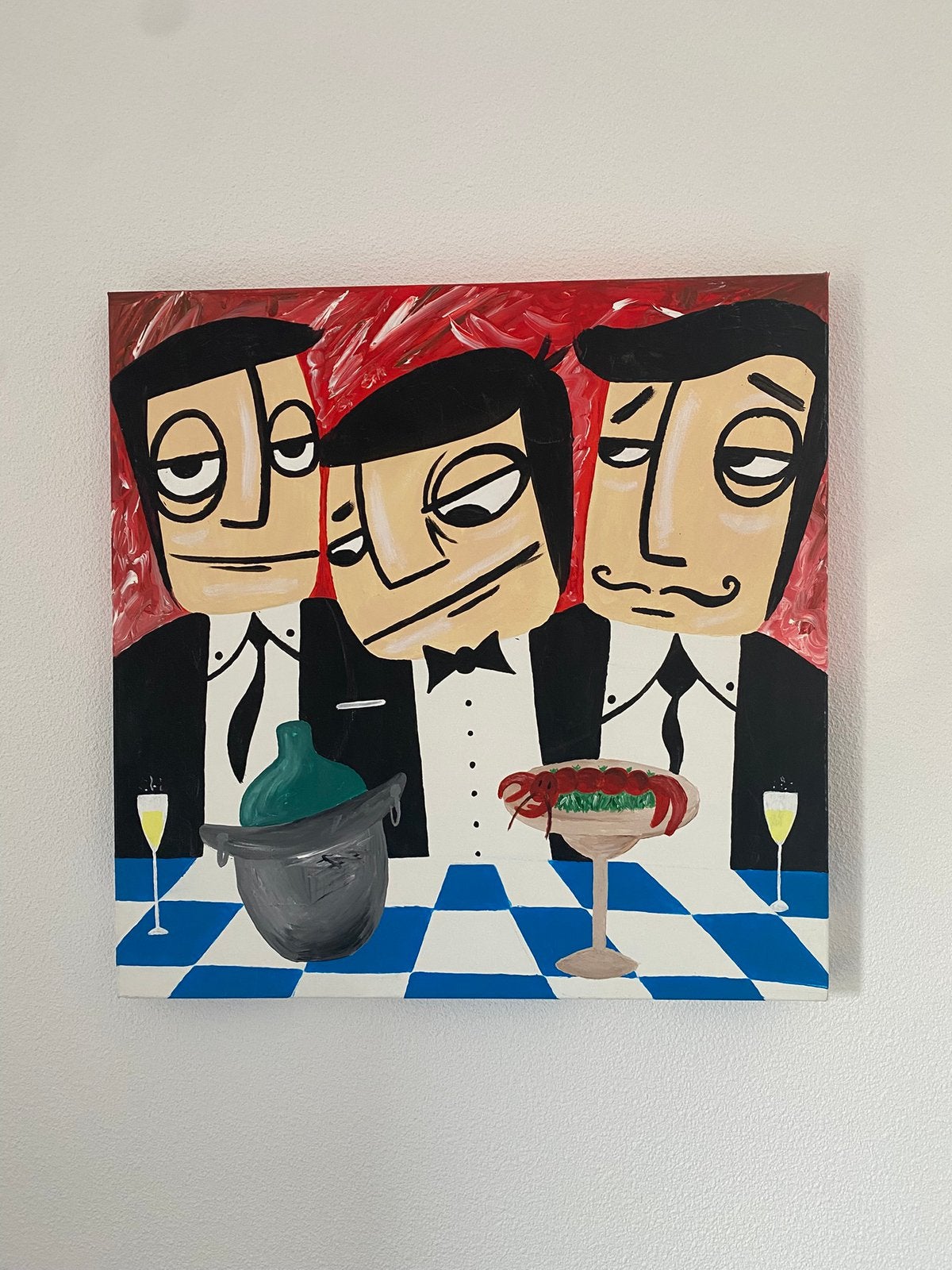 Schilderij 50x50, Ophalen, Handgeschilderd, Acrylverf, Figuren