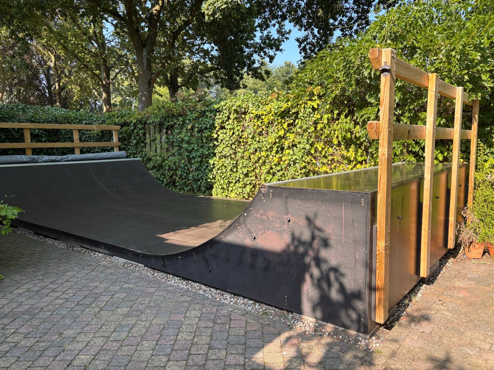 Miniramp skatebaan 7,2m x 3m x 0,82m met dekzeil en tegels, Ophalen, Gebruikt, Overige typen