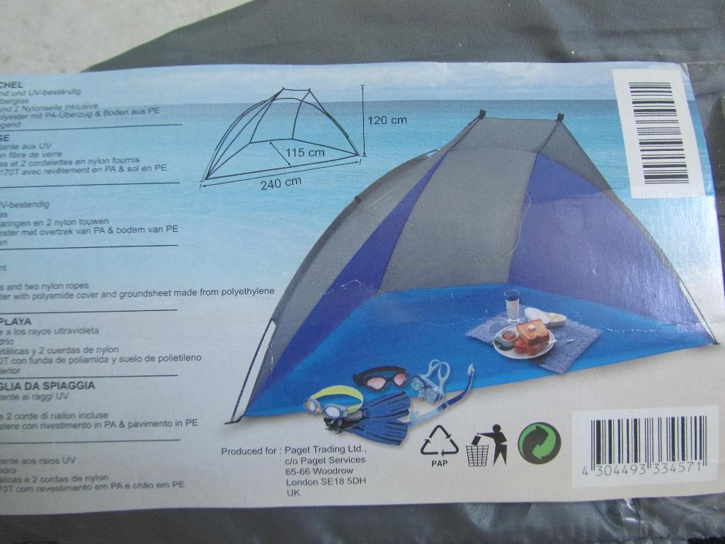 Strandtent, 240cmx115cm, hg 120cm, blauw,Nieuw, Ophalen of Verzenden, Nieuw