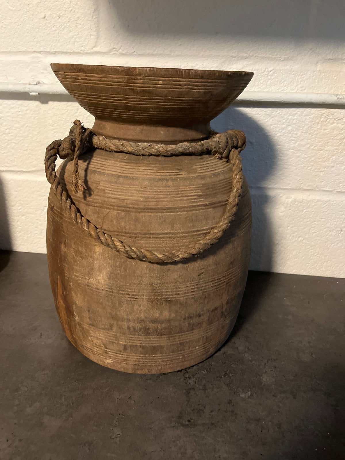 Grote Nepalese Kruik - Authentiek Houten Decoratiestuk, Ophalen