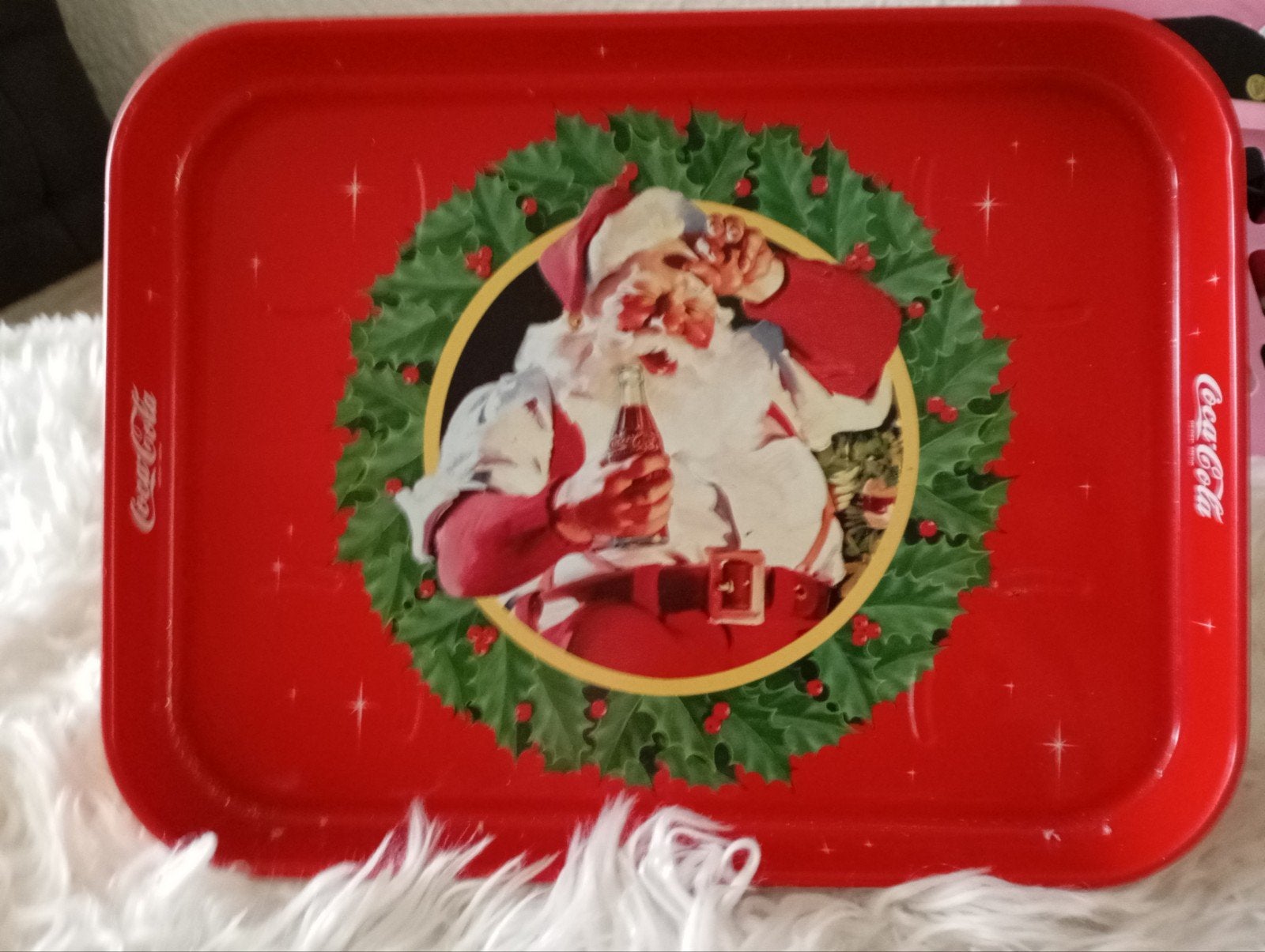 COCA COLA METALEN KERSTDIENBLAD 27 BIJ 21 CM ONGEVEER NU 4€., Ophalen of Verzenden