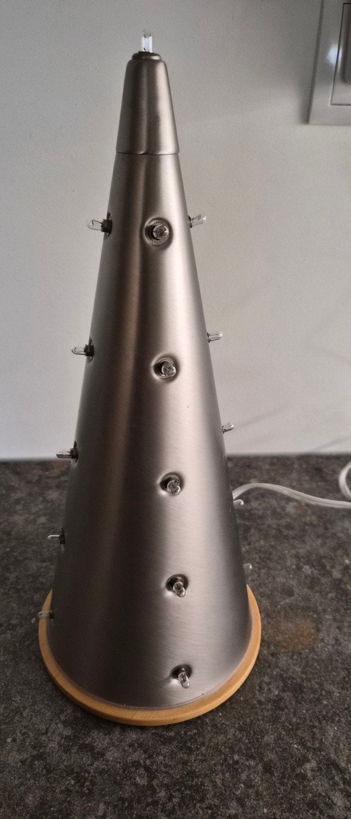 Vintage Pyramide Lamp Jaren '60 - Metaal & Hout, Ophalen of Verzenden