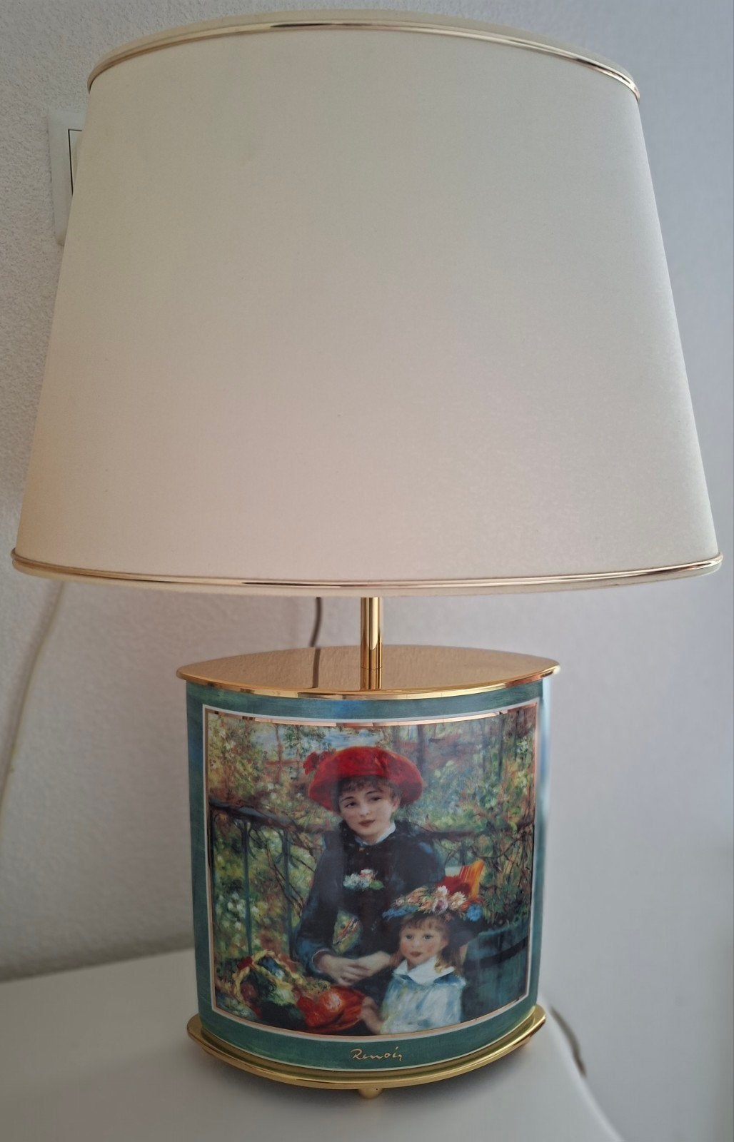 Unieke Goebel Renoir Tafellamp 'Deux Soeurs' met Schilderij, Ophalen, Overige merken, Metaal, Met kap