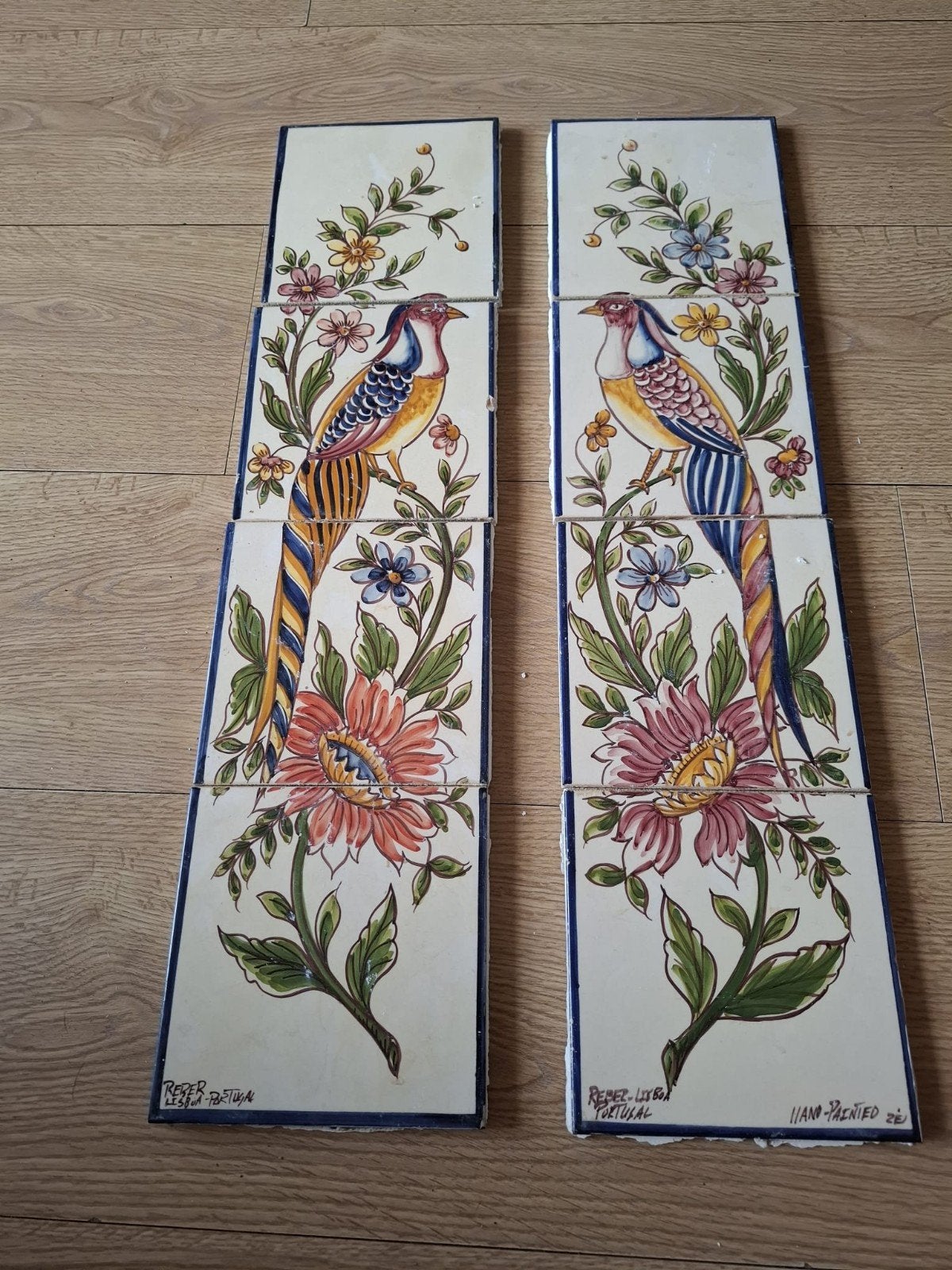Tegelset vogels handgeschilderd Portugal, Doe-het-zelf en Verbouw, Tegels, 40 tot 60 cm, Gebruikt, Minder dan 5 m², Wandtegels