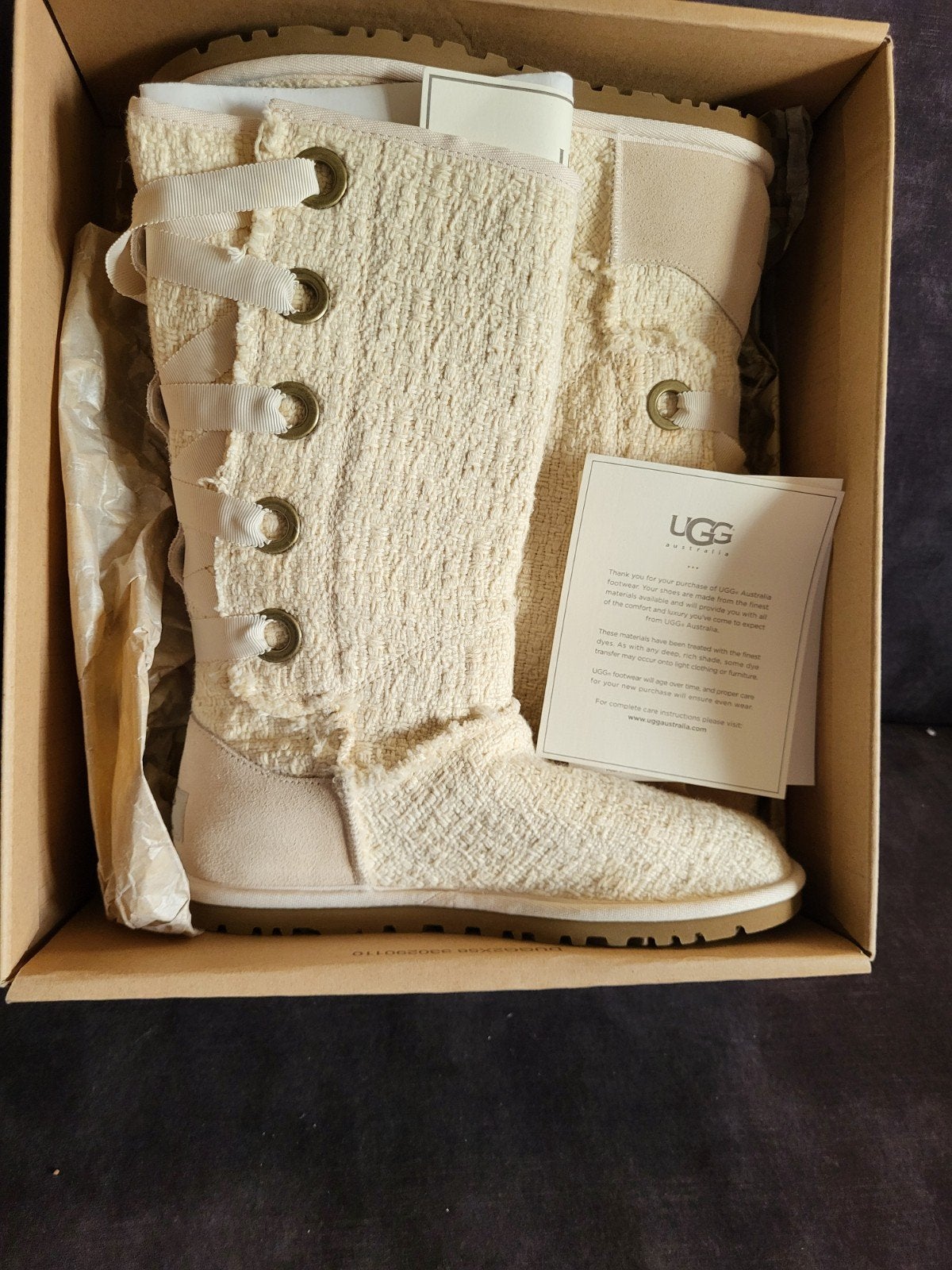 Nieuwe UGG W Heirloom Lace Up laarzen, maat 37, Ophalen of Verzenden, Nieuw, Beige, Hoge laarzen