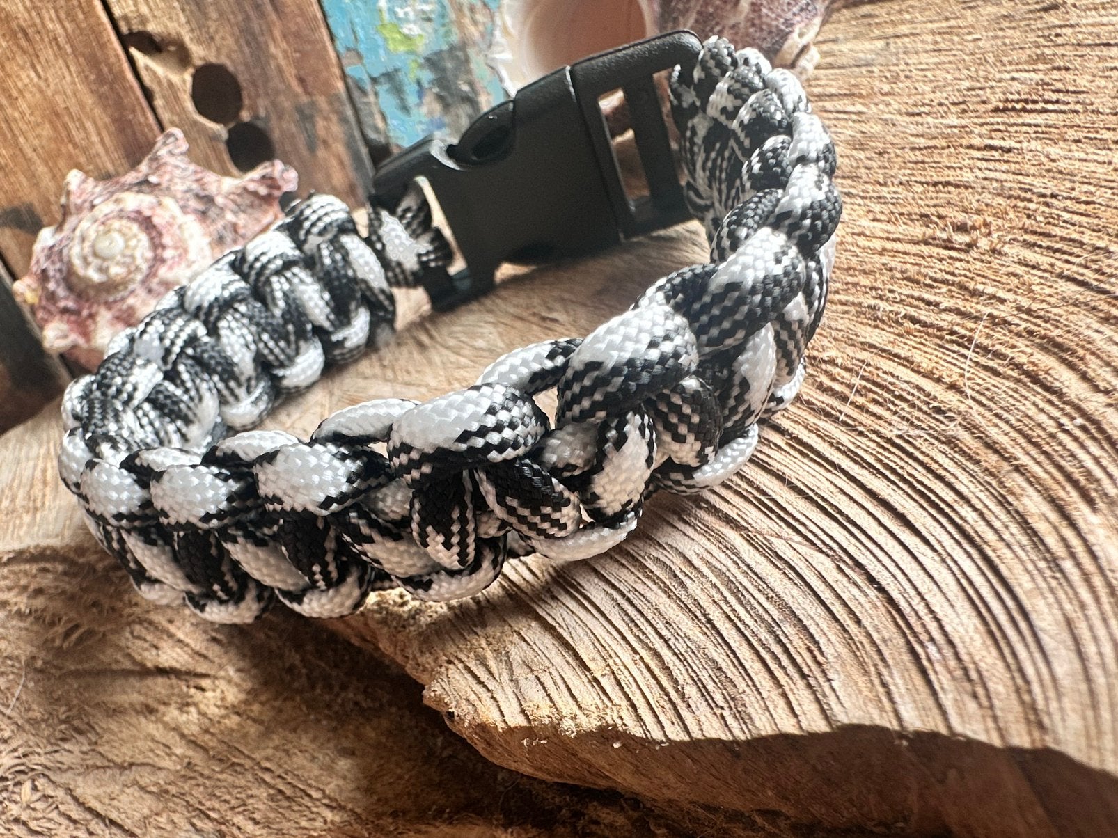 Stoere paracord armband / heren / zwart - wit / nieuw, Ophalen of Verzenden, Nieuw