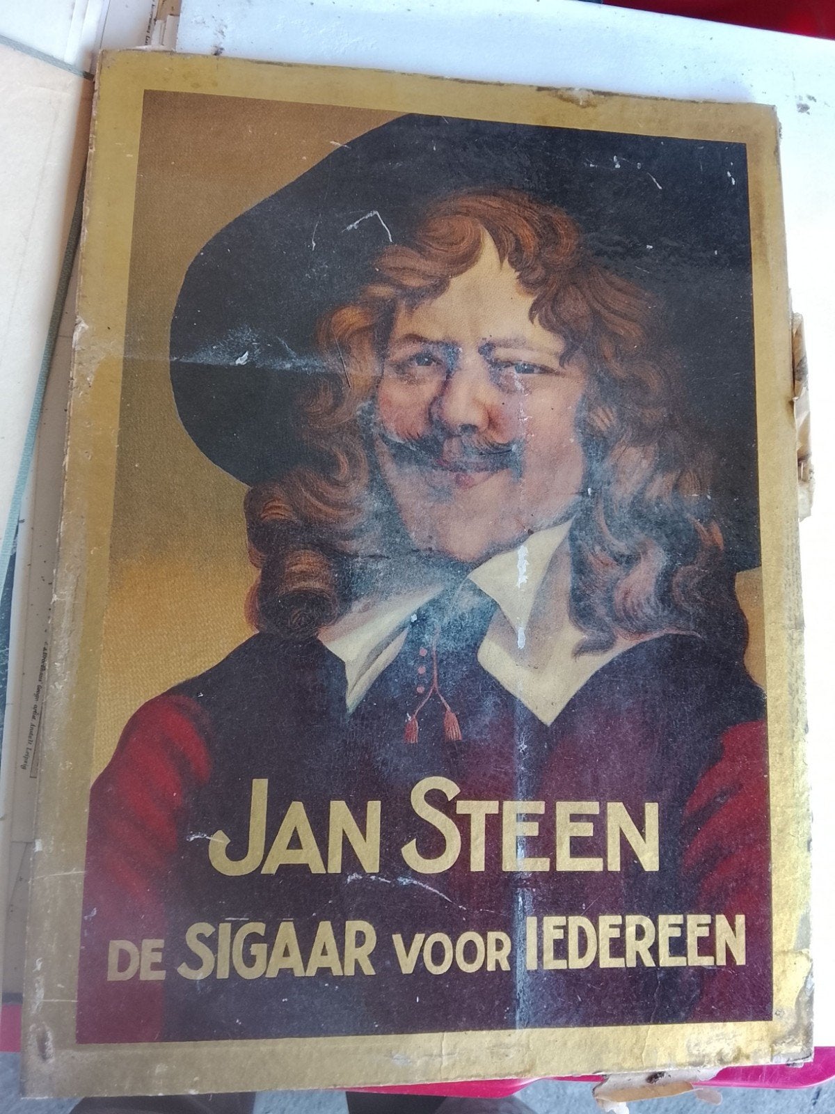 affiche Jan Steen vintage 40cmx30, Ophalen of Verzenden, Zo goed als nieuw, Sigarenbandjes