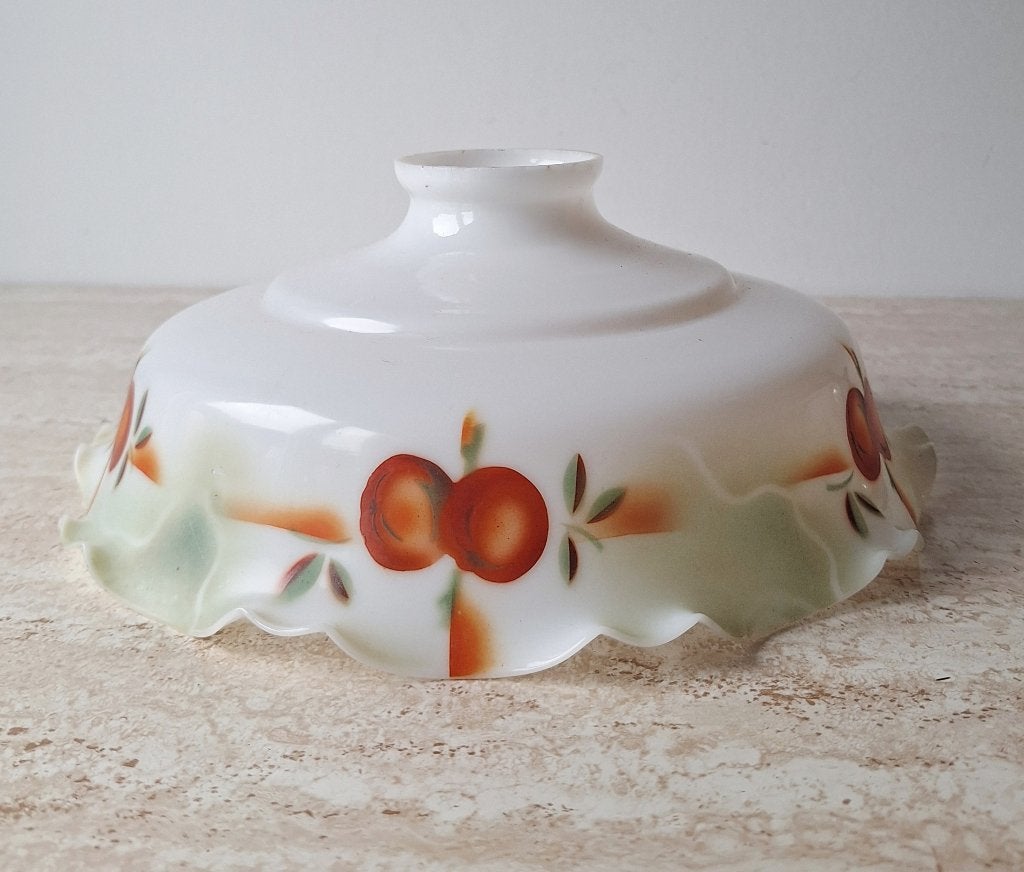Vintage opaline lampenkap, Huis en Inrichting, Gebruikt, Wit, Rond, Ophalen of Verzenden