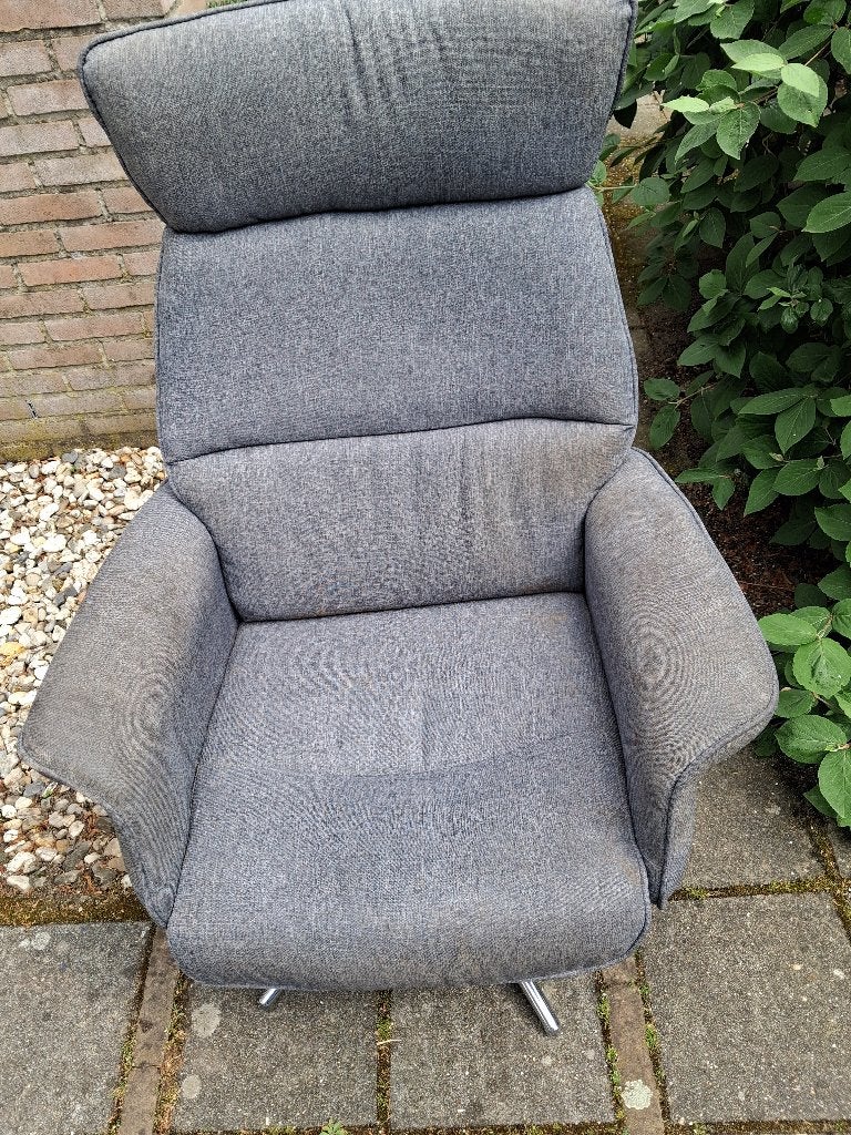 Fauteuil draaistoel  salonstoel draaibaar chromen onderstel, Ophalen, Gebruikt, Minder dan 75 cm, Metaal