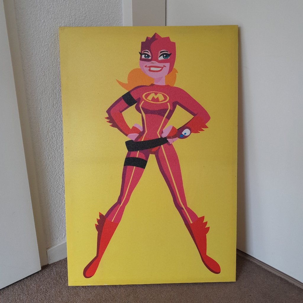 Schilderij superheldin mega mindy, Ophalen, Op houten frame, Print, Stripfiguren/cartoons