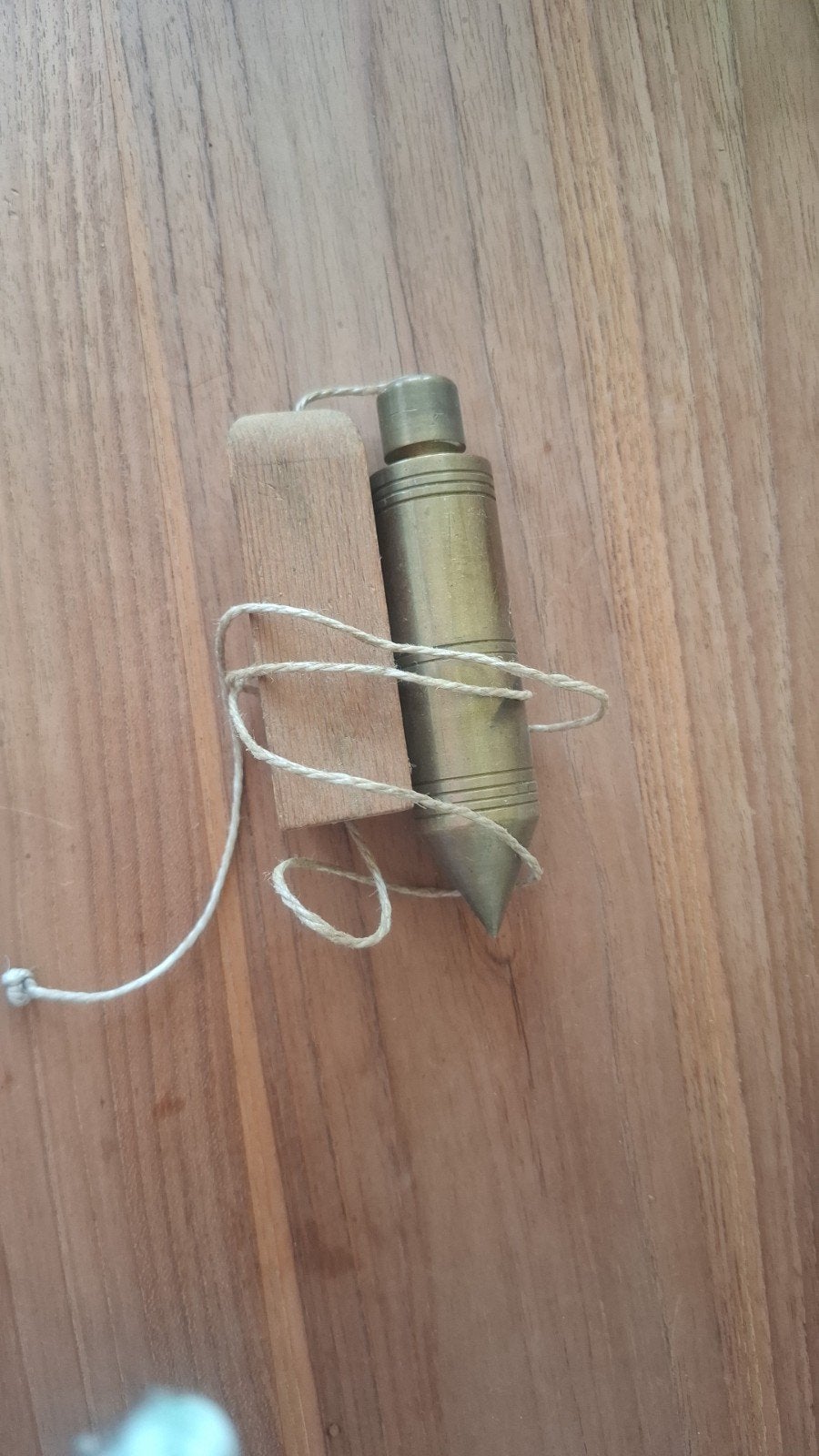 Antiek schietlood met houten klos, Ophalen of Verzenden