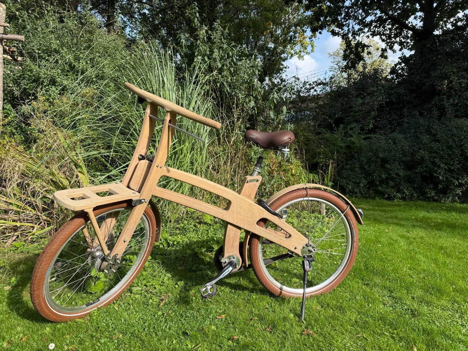 Bough Bike - Unieke eikenhouten fiets, Terugtraprem, Versnellingen, Zo goed als nieuw, 53 tot 57 cm
