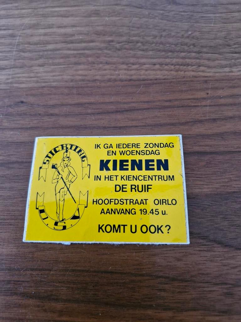 7098 Sticker Kienen in het Kiencentrum De Ruif Oirlo, Ophalen of Verzenden, Zo goed als nieuw