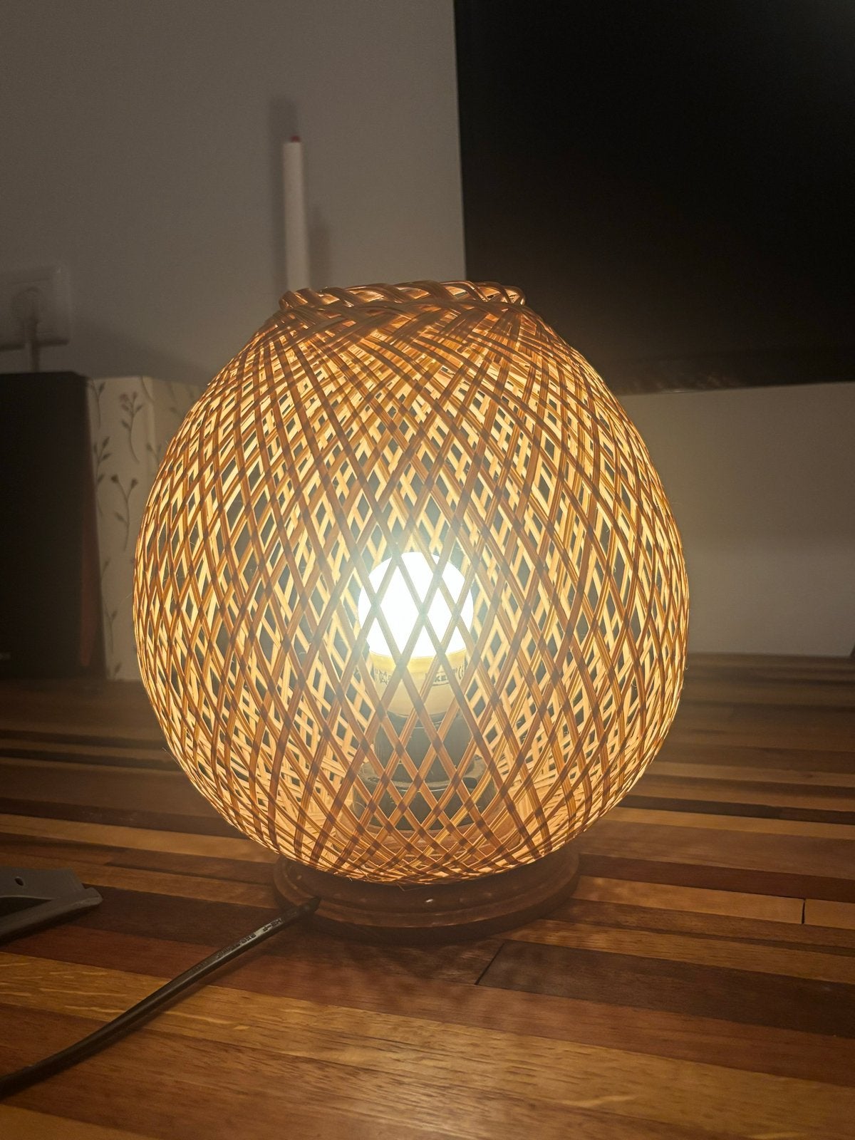 Twee Nachtlampjes van bamboe - Sfeervolle verlichting, Beige, Overige merken, Nachtlamp, Zo goed als nieuw