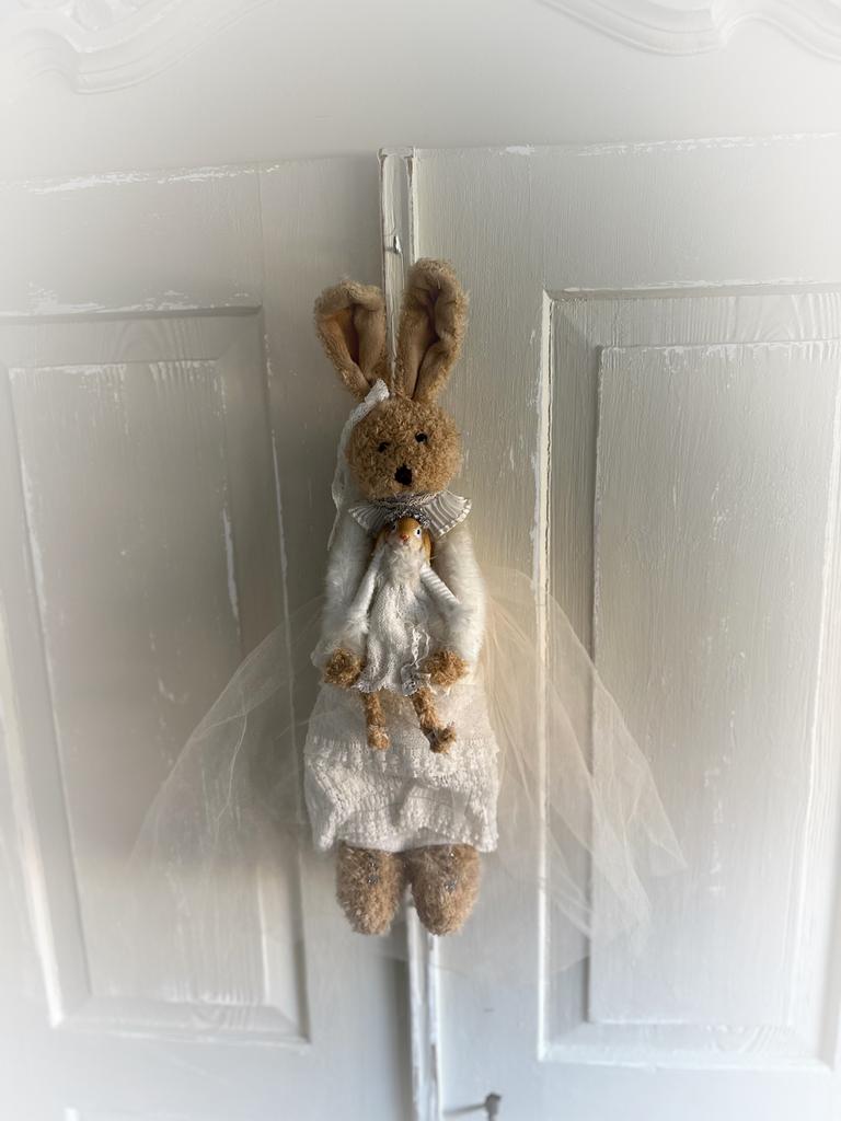 Wattenpopje konijn haas schaapje pasen kant linnen oud ei, Antiek en Kunst, Curiosa en Brocante, Ophalen of Verzenden