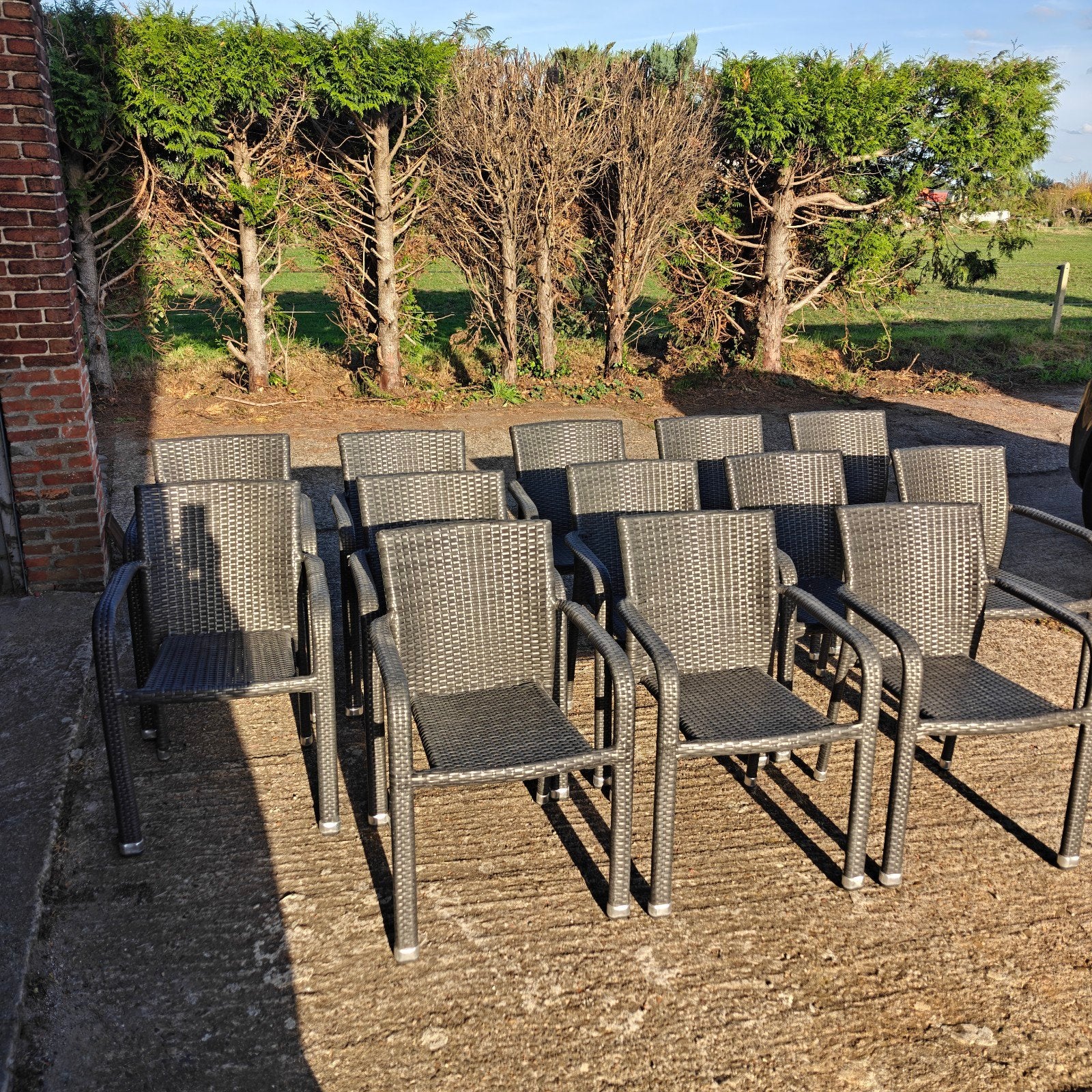 13x Sediamo Horeca Stoelen - Stapelbaar Wicker Zwart, Ophalen, Gebruikt, Wicker, Stapelbaar