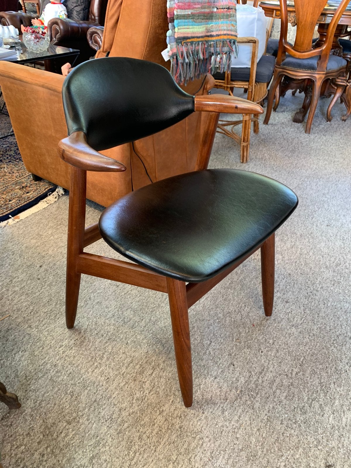 vintage Tijsseling Hulmefa koehoorn cowhorneetkamerstoel,, Huis en Inrichting, Stoelen, Verzenden, Zo goed als nieuw, Zwart, Eén