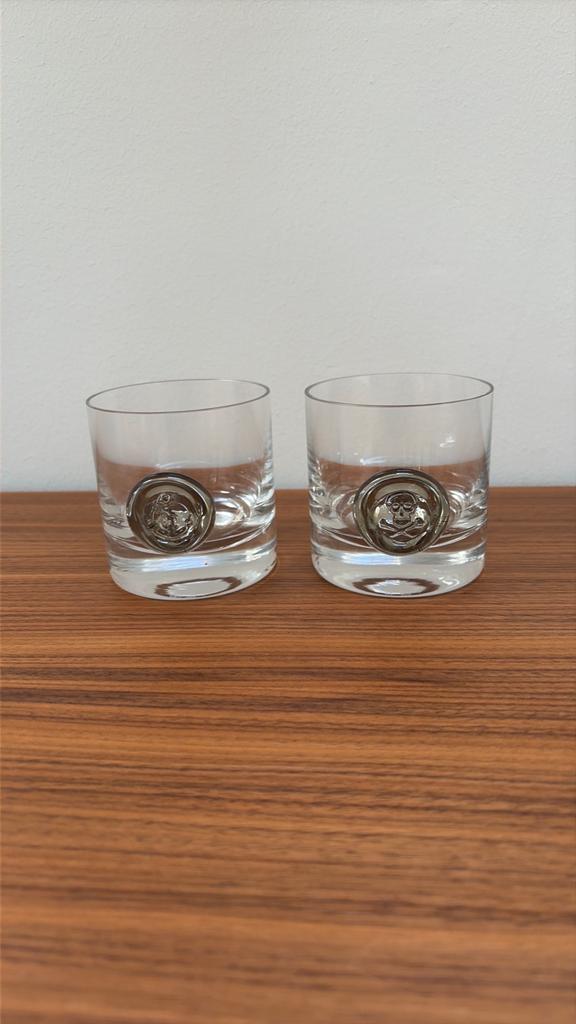 2 whiskeyglazen kristal Pirate Seal Bjorn Wiinblad Rosenthal, Ophalen of Verzenden