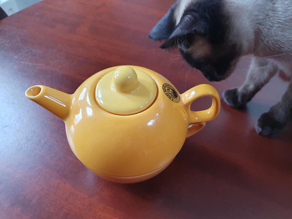 Vintage gele tea for one theepot met kopje Alex Meijer en co, Huis en Inrichting, Keuken | Servies, Ophalen of Verzenden, Zo goed als nieuw