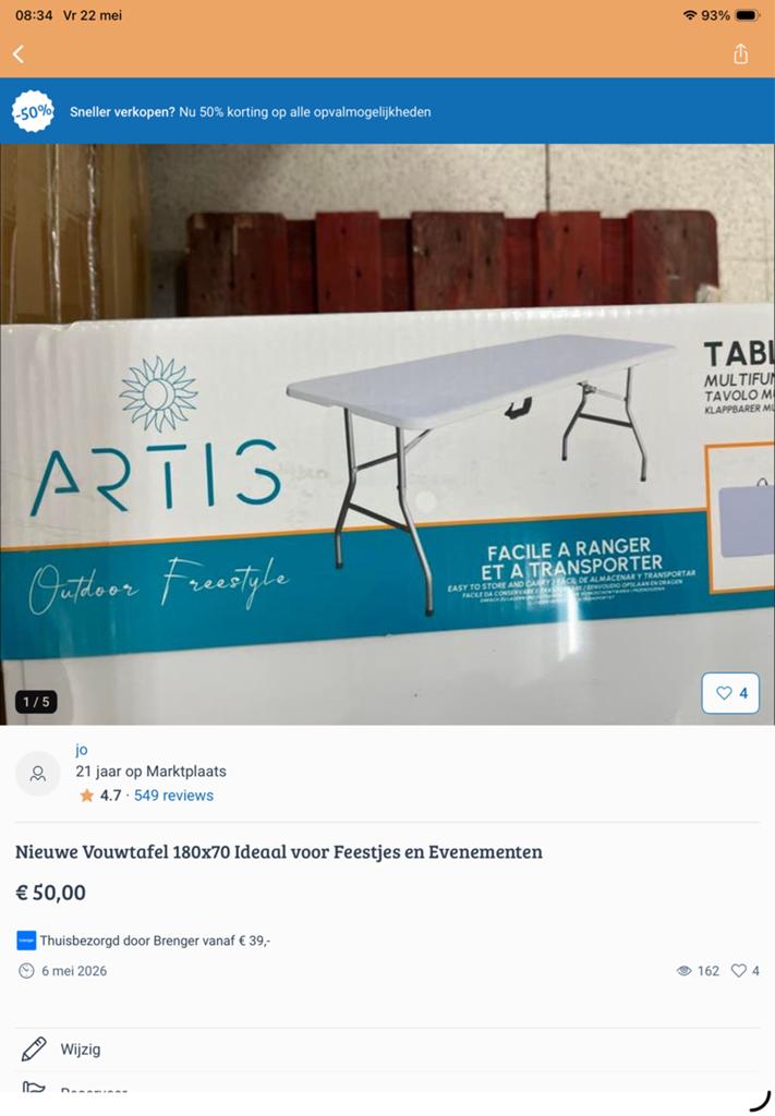 Nieuwe Vouwtafel Ideaal voor rommelmarkt garageverkoop, Ophalen, Nieuw