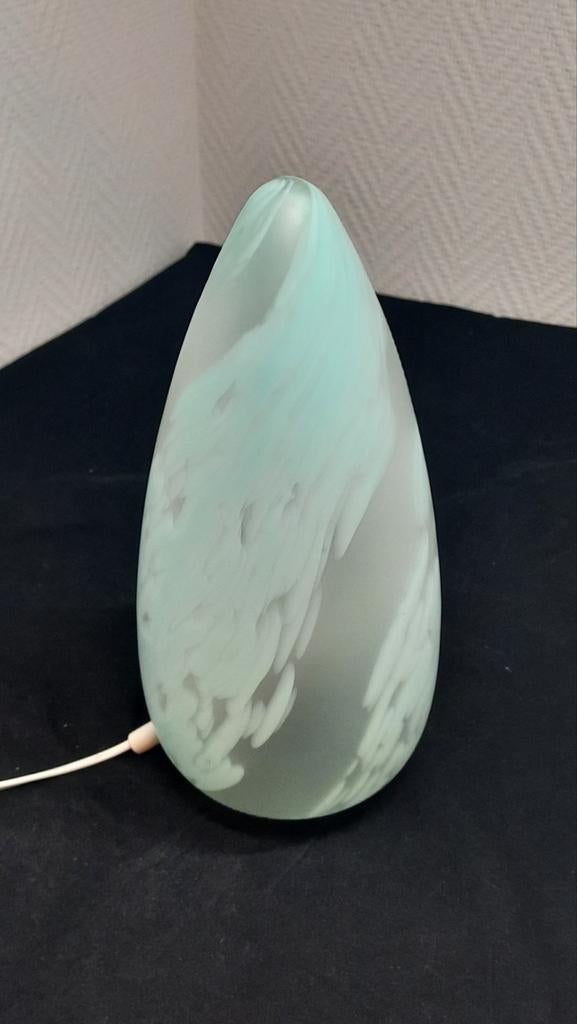 Eivormige lamp turquoise wervelend glas, lees beschrijving, Ophalen of Verzenden, Glas, Minder dan 50 cm