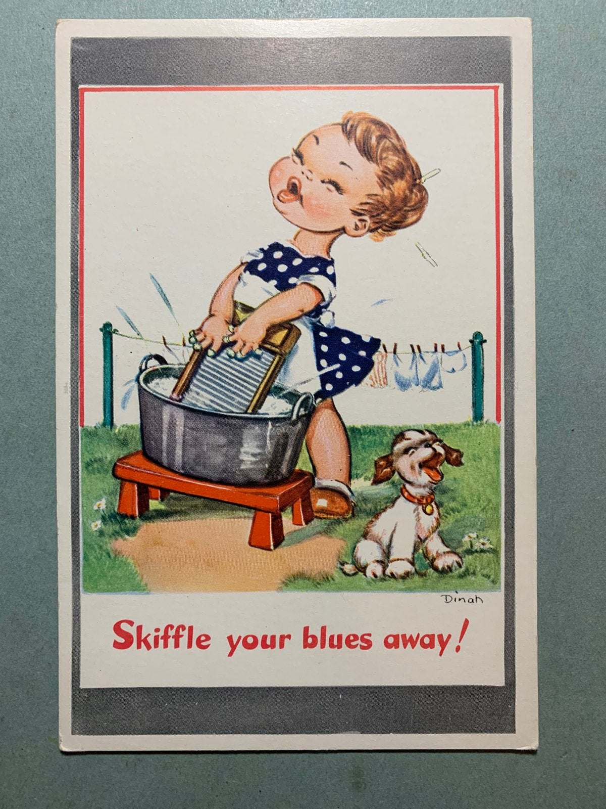 Skiffle your blues away - meisje doet de was - hond, Ophalen of Verzenden, 1920 tot 1940, Ongelopen, Kinderen