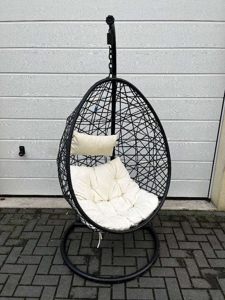 "Egg Chair" ei-vormige stoel voor binnen of buiten, Ophalen, Zwart, Kunststof, Zo goed als nieuw