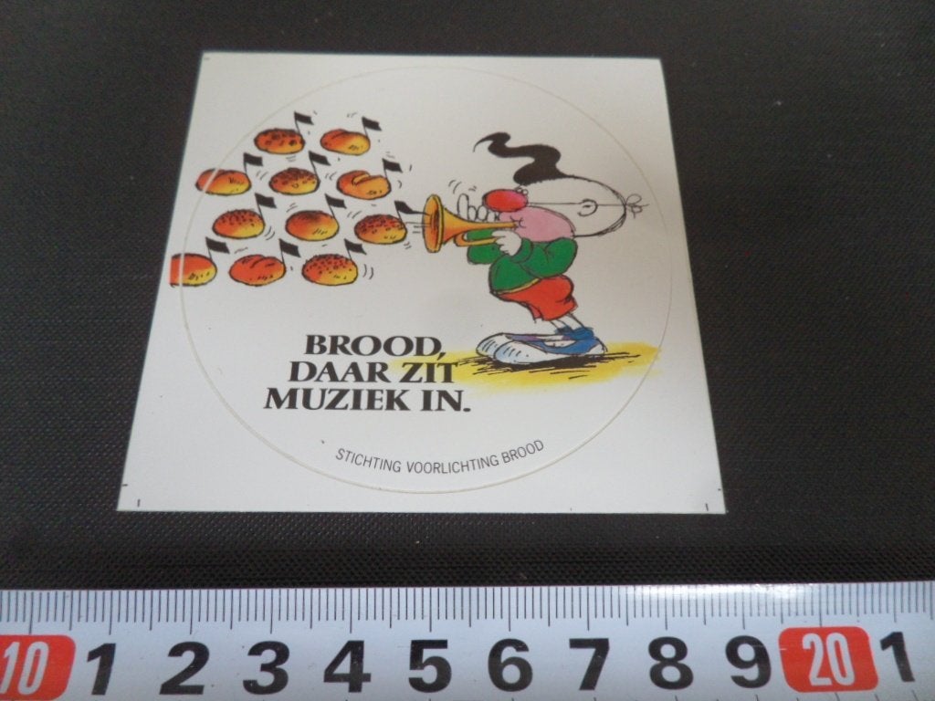 sticker BROOD daar zit muziek in  Voorlichting BROOD, Verzamelen, Ophalen of Verzenden, Zo goed als nieuw