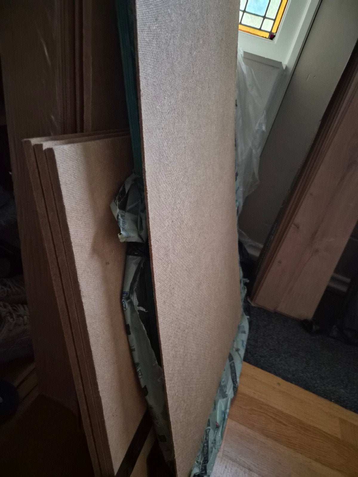 Diverse ondervloeren: hardboard en groene platen, Gebruikt, 100 tot 150 cm, Groen, Rechthoekig