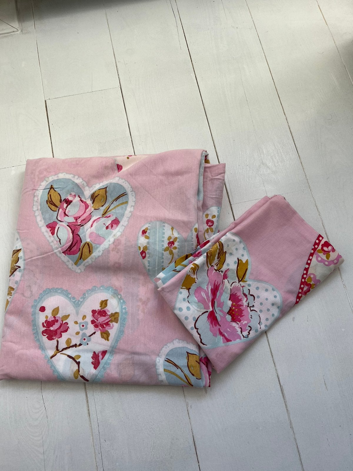 Leenbakker dekbedovertrek. 140 x 200. Roze hartjes bloemen, Eenpersoons, Dekbedovertrek, Ophalen of Verzenden, Zo goed als nieuw