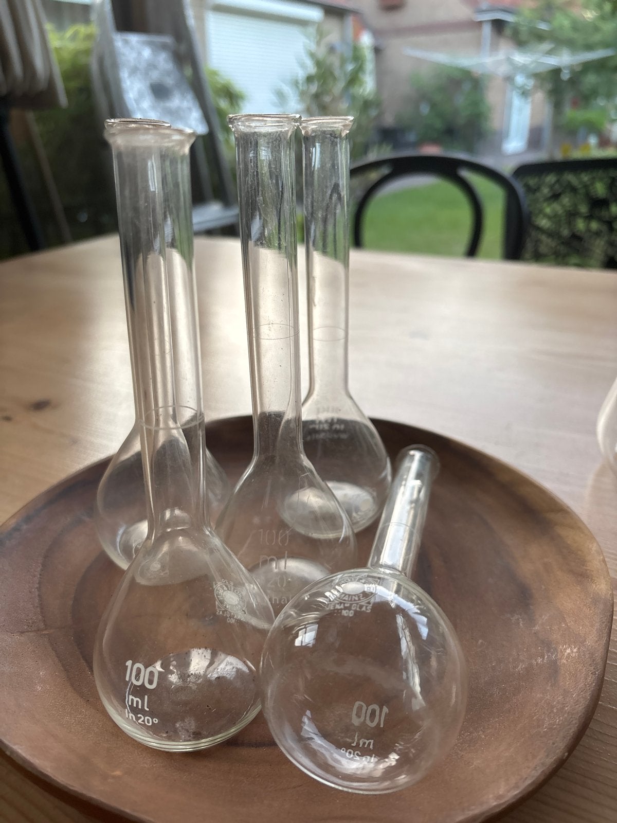5 Vintage Maatkolven 100ml - Laboratorium Glas Shott & Gen, Ophalen of Verzenden