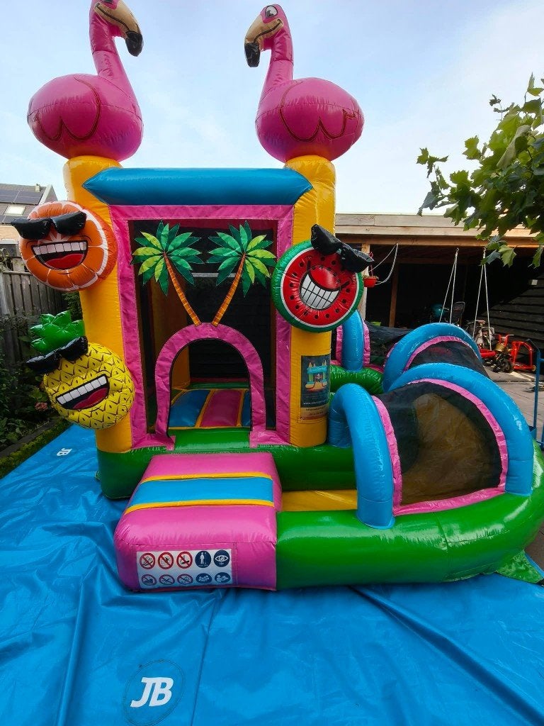 Minislide Flamingo Springkussen – Incl. Blower – Nette Staat, Ophalen, Zo goed als nieuw, Overige